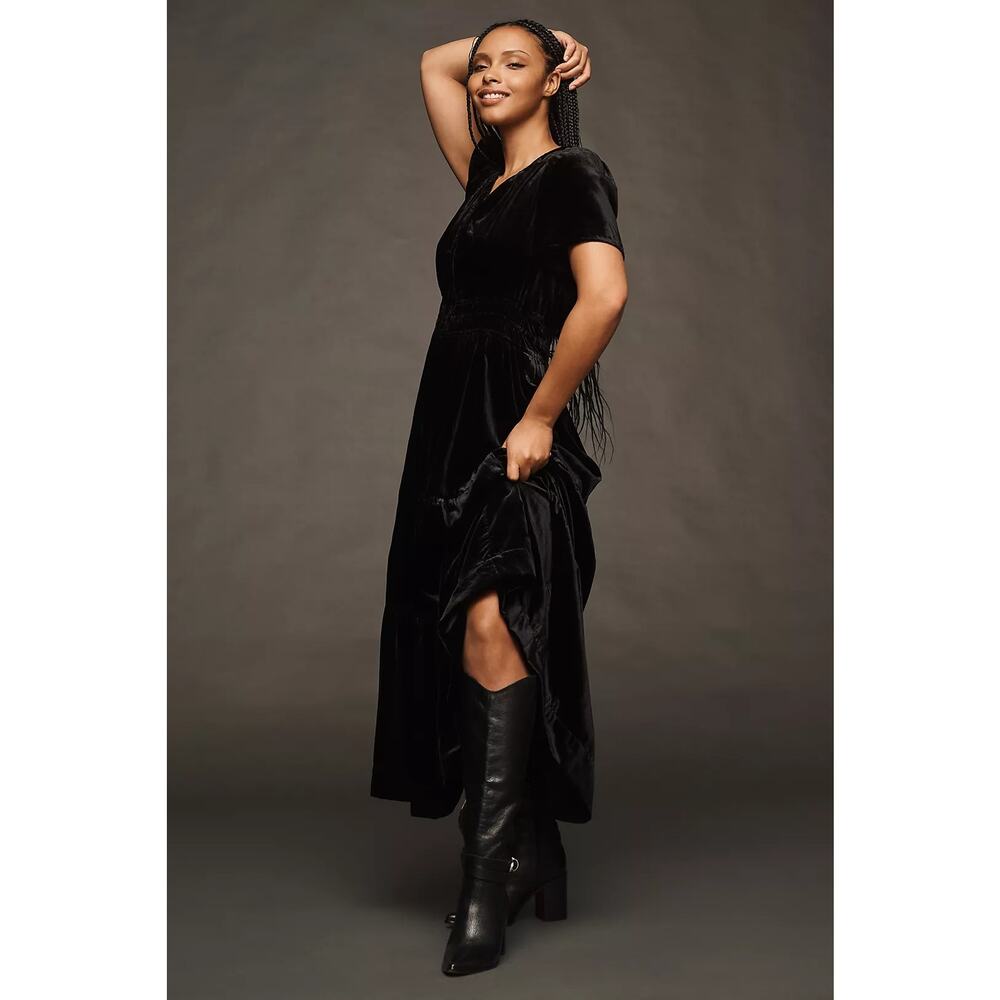 NWT Anthropologie The Somerset Maxi Dress: Velvet Edition $180 PLUS 1X Black - Picture 3 of 6